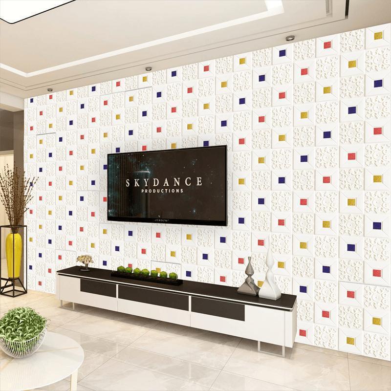 Product Introduction of 10Pcs/set Wallpaper rumah dinding Ceiling Sticker Self adhesive ruang tamu waterproof pvc foam  35x35cm 22