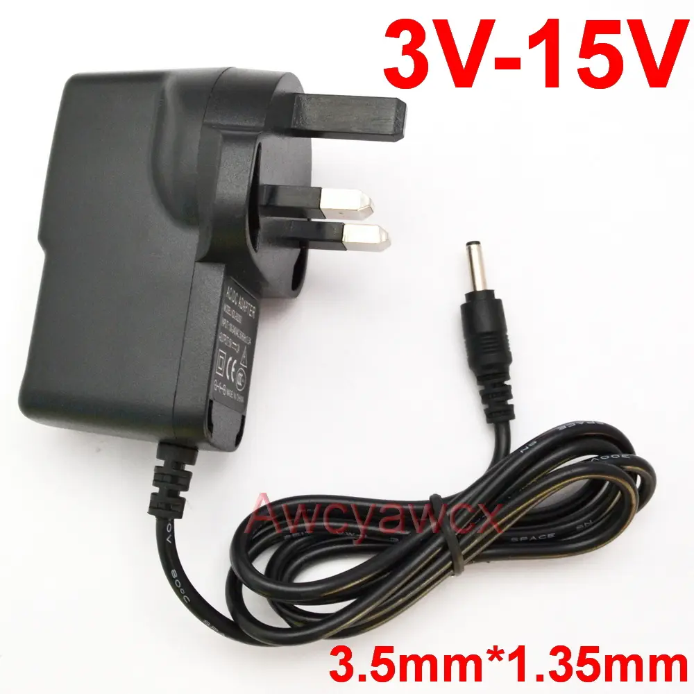 Penyesuai Kuasa AC, Palam 3.5mm 1.35mm, Bekalan Pensuisan Universal, Pengecas Bekalan, UK Kabel, Pengecasan 0.5A hingga 1000mA, Tersedia dalam Voltan 3V hingga 12V, Pengecasan 500mA hingga 1A, Sesuai untuk Peranti 3V hingga 6V