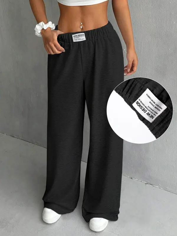 Comfortable Elastic Waist Pocket Wide Leg Sports Pants, Casual Loose Oversized Wide Waist Sweatpants, Perfect for All Seasons Wear Soft and Skin-friendly, Pants for Women, Jogging Pants 5