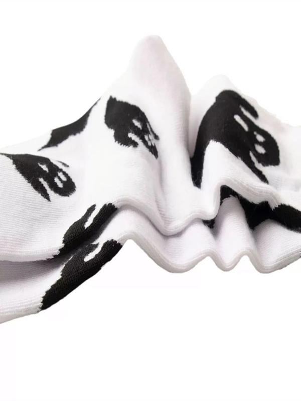 Women's Streetwear Halloween Ghost Print Crew Socks, Y2K Wear Streetwear, Mid-calf Long Socks, Women Socks for All Seasons, 2024 Trendy Matching Seamless Socks, Autumn Wear Autumn Winter Wear, Womenswear 5