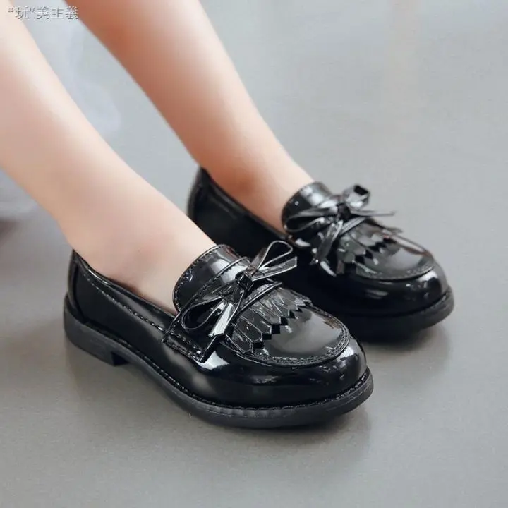 Sepatu Dockmart Anak Fashion Anak Perempuan Model Pita 22-35 Pesta Sepatu Sekolah Loafers Slip On Glossy Kaki