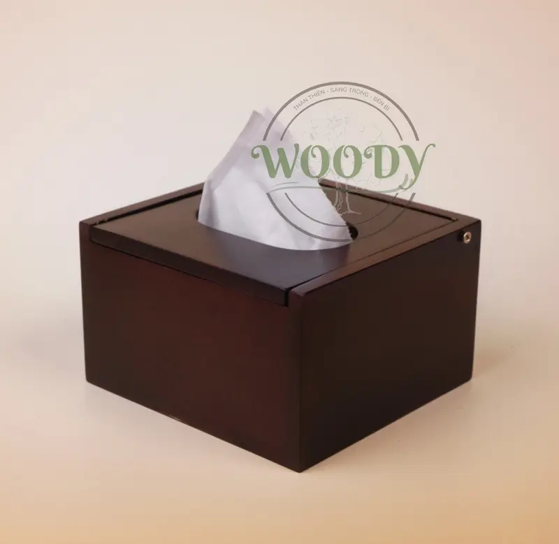 Hộp Đựng Khăn Giấy Vuông Bằng Gỗ Tần Bì Tự Nhiên - Đồ Gỗ Woody 0