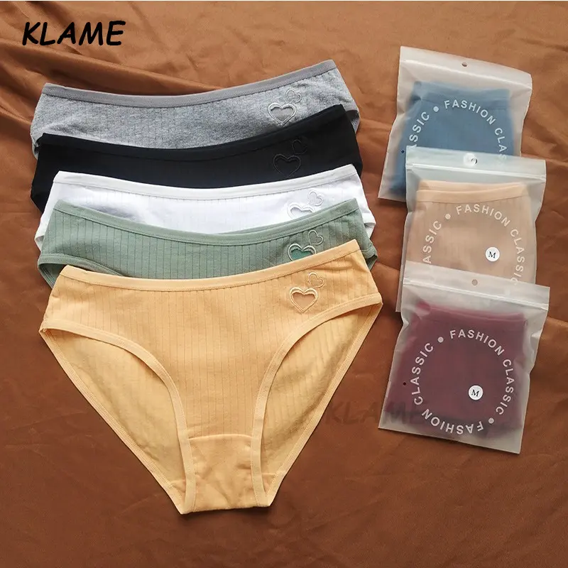 KLAME S-L Plus Size Pure Cotton Underwear Solid Color Low Waist Women's Breathable 40S  Pure Cotton Underwear YLM571