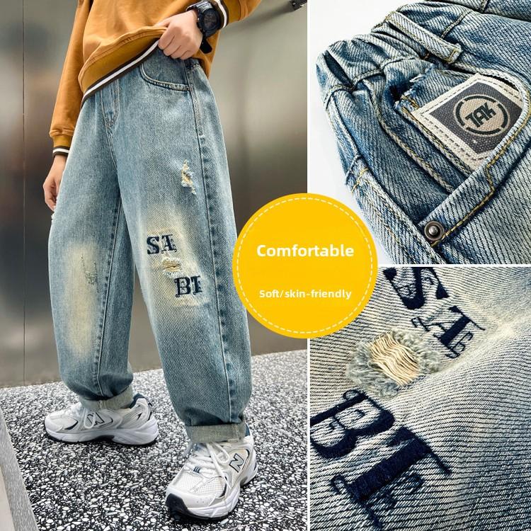 Z1128 Boys Spring Autumn 2025 New Jeans Suitable for Boys Aged 4-16 2