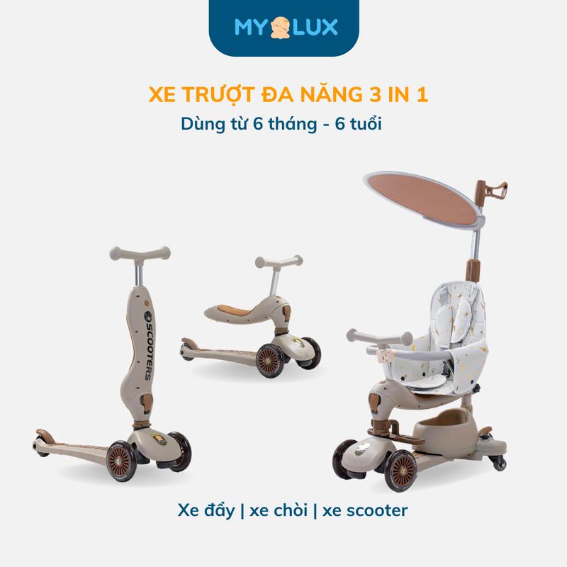 Xe trượt scooter 3in1 BaBy Velo Kids V3 có  bánh xe phát sáng, có nhạc vui nhộn 3 chế độ thay đổi cho bé yêu . ghế  xoay ghế ăn dặm  e560