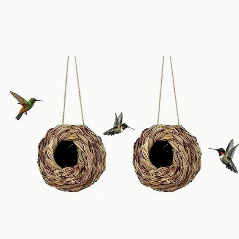 Outdoor Garden Handmade Bird Nest, 1/2/3 Counts Bird Nest with Hanging Rope, Bird Cage for Outdoor Garden Decoration 2