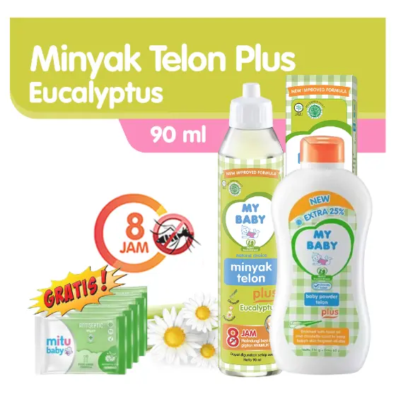 PROMO TERMURAH PAKET MINYAK TELON MY BABY, BEDAK TABUR BAYI /ANAK, BABY OIL ORIGINAL ,HALAL,AMAN BPOM GRATIS TISSUE UK. 30,60,90,150 ML. 2