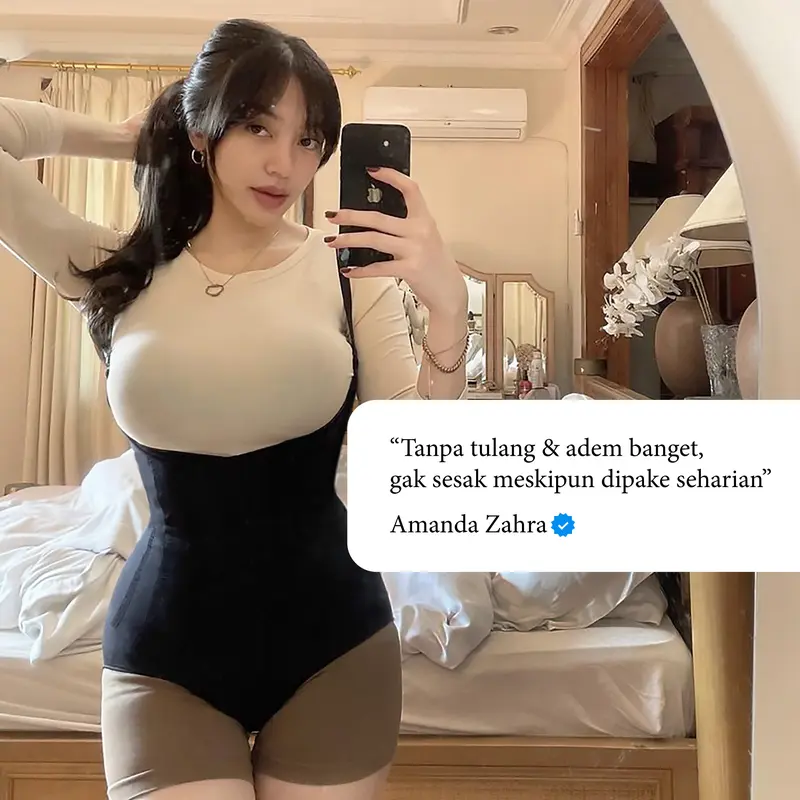 CHESS Bodyshaper / L - BLACK / Shapewear (Tanpa Tulang) / Anti Pengap Gatal Ruam Korset Perut 6