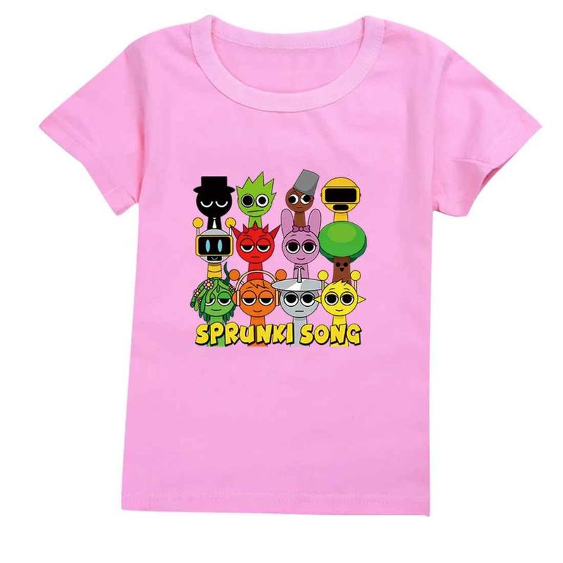 Áo thun trẻ em Áo POLYCOTTON mát mịn In Hình SPRUNKI SONG cho bé trai và bé gái Vải Cotton Baby Tee Women Top Voi Cổ Tròn Heart áo  baby áo  baby áo  len Flower 7