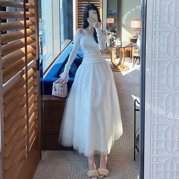 Chân Váy Lưới Tutu 5 Lớp Bồng Xoè Màu Trắng Dài 90cm/100cm Phong Cách Tiểu Thư Phù Hợp 4 Mùa Thời Trang Nữ Tính Dịu Dàng Dễ Phối Đồ