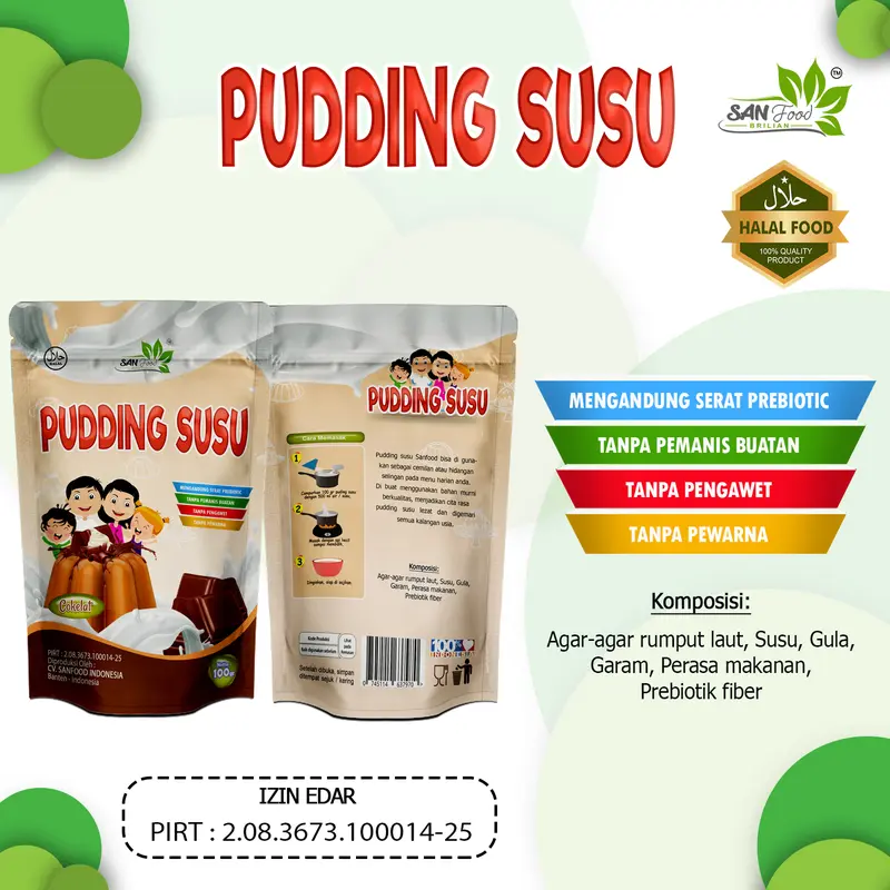 Sanfood Pudding All Varian 100 gr Chocolate Strawberry Susu Vanilla Jelly Organik Silky Puding Rendah Gula MPASI Enak Lembut 4