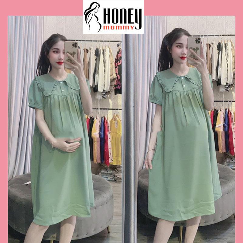 Đầm Bầu Váy Bầu Cổ Sen Mùa Hè Thiết Kế Dáng Babydoll Xinh Xắn Đi Chơi Dự Tiệc HD2665 Honey Mommy  Váy Nữ Women Dress