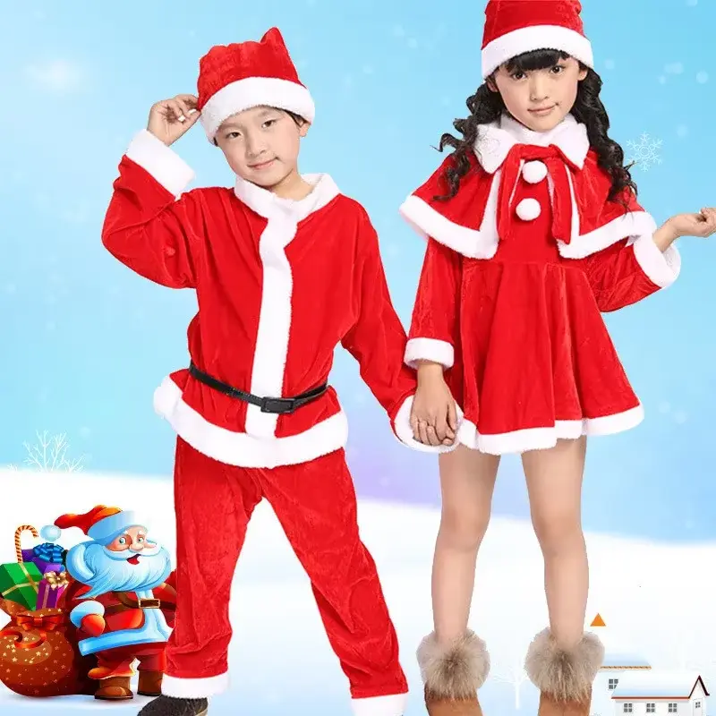 Trang Phục Hóa Trang Giáng Sinh, Cho Trẻ Em Và Trẻ Em, Ông Già Noel, Bộ Trang Phục Giáng Sinh Cho Bé, Váy, Quần, Áo, Mũ, Áo Choàng, Thắt Lưng, Thích Hợp Cho Bé Trai Và Bé Gái 5