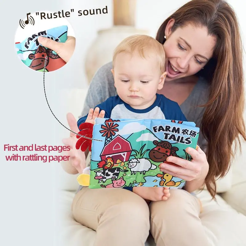 Farm Themed Cloth Book, 1 Count Tear-proof Animal Tail Cloth Book, Early Education Interactive Toy for Parent-child Time 5