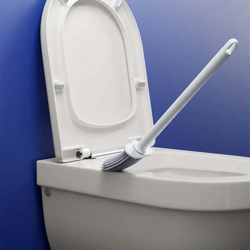 Silicone TPR Toilet Brush and Holder Flat Head Soft Bristles Bathroom Cleaning Brushes Household Silicone Bristles for ToiletS 4