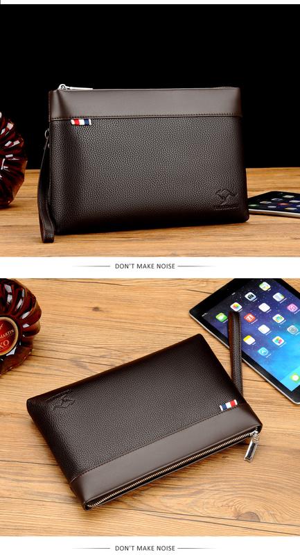 Product Introduction of Kangaroo Men's Handbag Fashionable Casual Large Capacity Clutch Male Clutch Male Clutch Soft Leather Envelope Bag Men's Bag 22