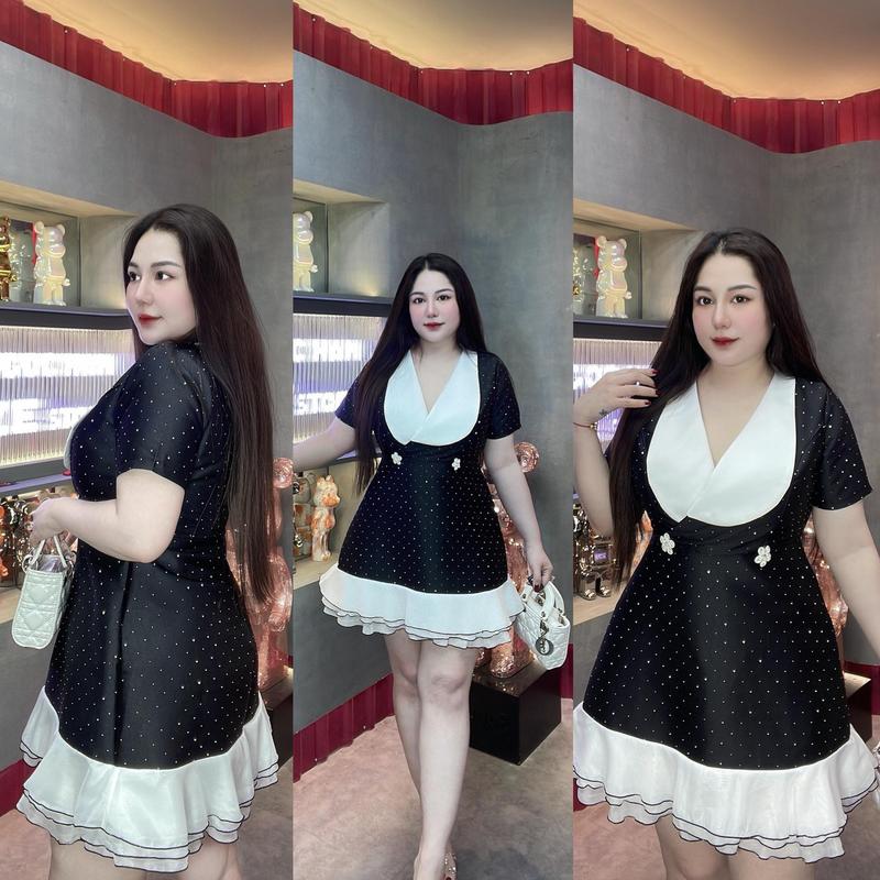 60-90KG ĐẦM DỰ TIỆC TAPFA ĐÍNH ĐÁ KÈM CHARM SIÊU SANG BIGSIZE VƯƠNG NGỌC HÂN Nữ Women Top Dáng Ngắn