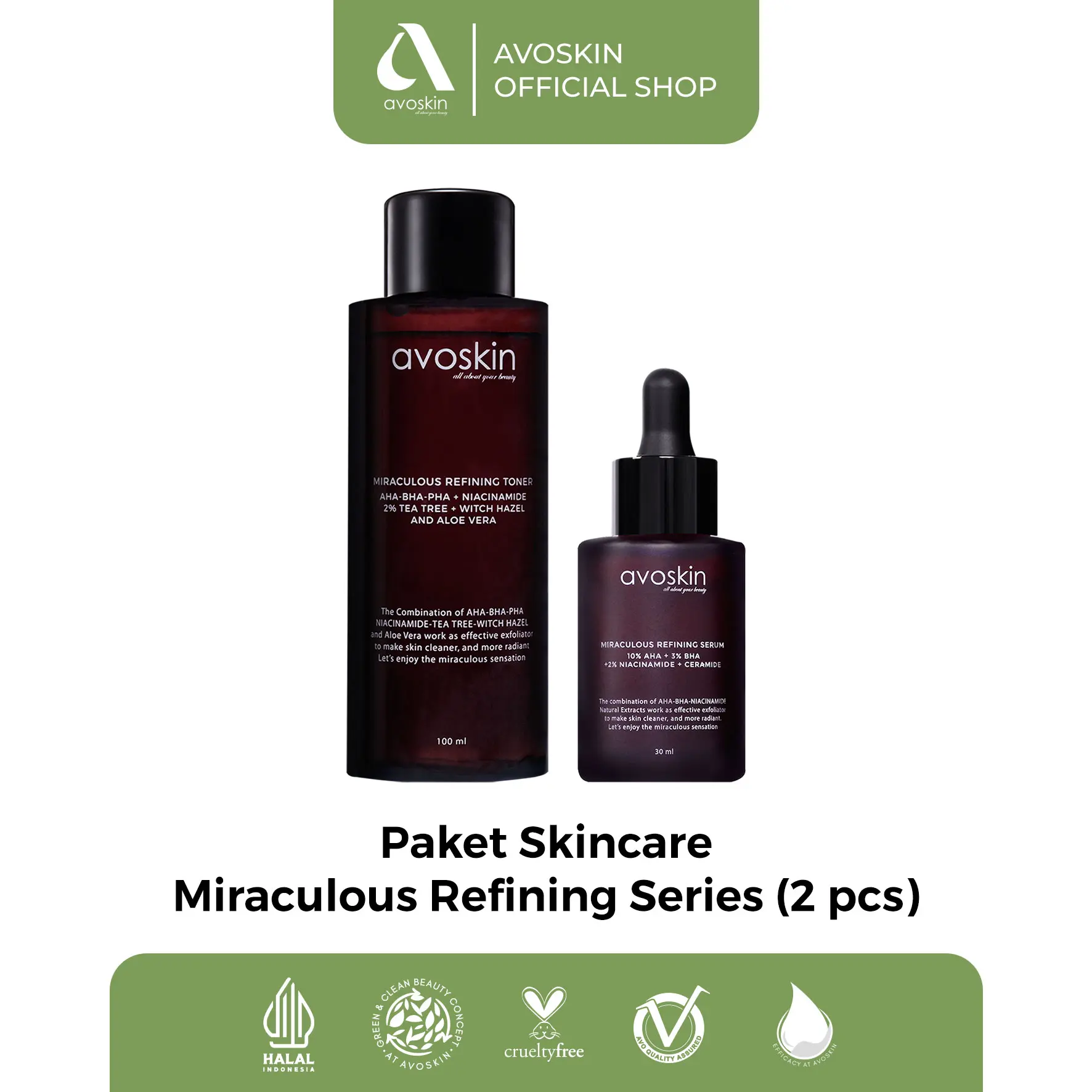 Paket Skincare Eksfoliasi-Avoskin Miraculous Refining Series