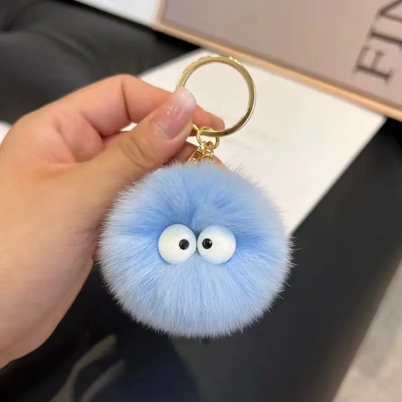 Cute K22 Little Coal Ball Furry Keychain Pendant Ins Internet Celebrity Plush Little Coal Ball Backpack Decoration Gift