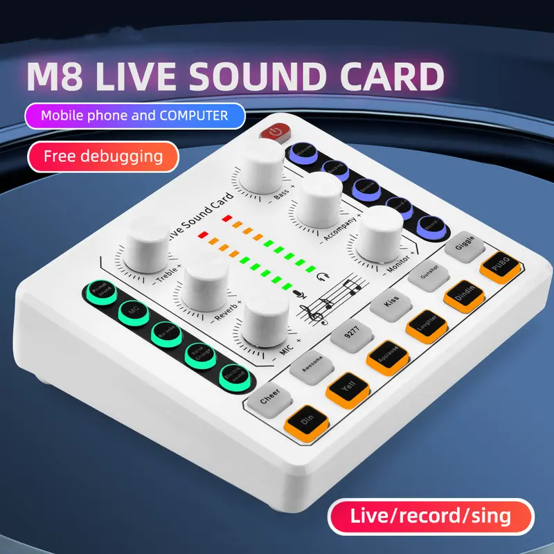 Soundcard M8 Audio USB External Sound Card mic Mixer Bluetooth phone PC 0