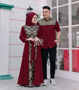 CP BATIK IRWANSYAH Baju Couple Pasangan Kemeja Pria dan Gamis dewasa dress kondangan  sarimbit  Muslim Pesta Lebaran Keluarga