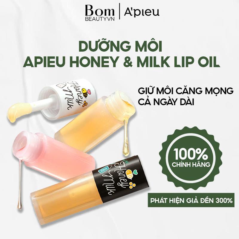Dưỡng môi Apieu Honey & Milk Lip Oil Chính Hãng Hàn Quốc 5gr 2027