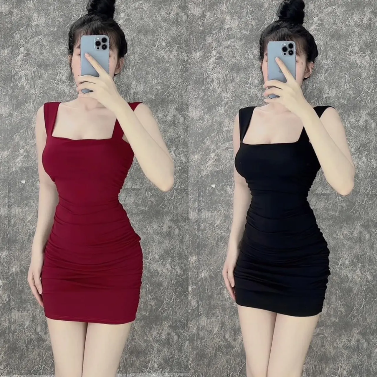 Đầm body 2 dây to phom ngắn có mút chất thun dẻo MBB70
