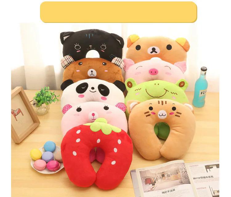 Product Introduction of Creative Cute Animal Panda Cat Bear Plush U-shaped Pillow Cervical Spine Neck Travel Portable Home Office for Children Lovely 17