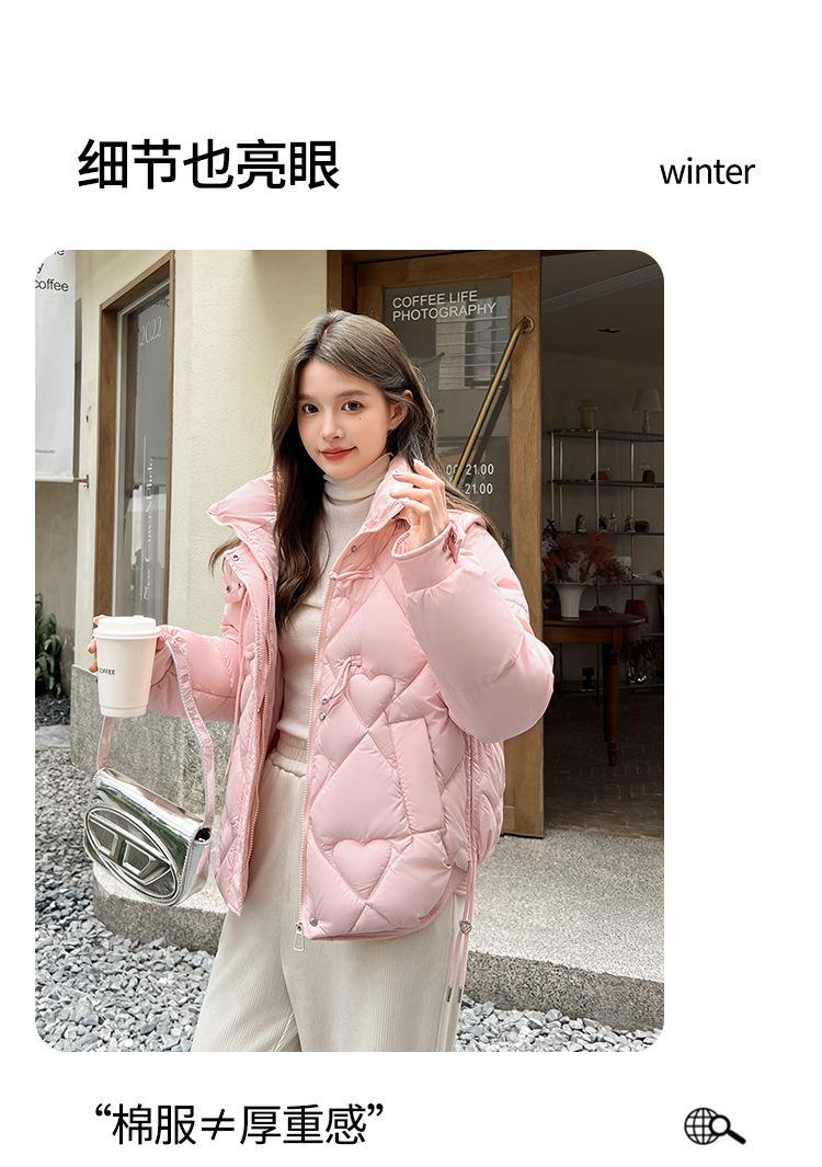 Product Introduction of Fashion Short Cotton-Padded Coat for Women Autumn and Winter New 2024 Korean Style Solid Color with Match Cotton Coat Jacket Thickened Padded Jacket Outer Wear 5