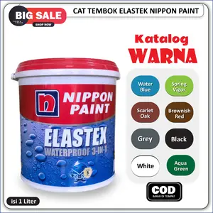 Cat Tembok Kamar Dinding Rumah Dapur Ruang Tamu wc toilet Anti Jamur Lembab Air Estetik Pelapis Anti Bocor Waterproof Nippon Paint Elastex 1 kg Murah