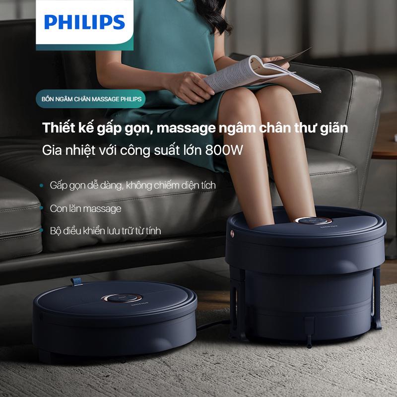 Bồn Ngâm Chân Massage PHILIPS 6501-thiết kế gấp gọn,massage ngâm chân thư giãn,gia nhiệt với công suất lớn 800W