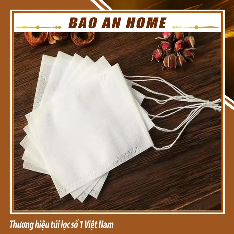 ( Sỉ ) Combo 100 túi lọc trà, thảo dược dây rút chất liệu không dệt- nhiều kích thước 3