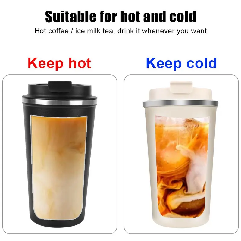 510ML Coffee Cup, 1pc Leak-proof Travel Thermos, Double Stainless Steel Coffee Cup, Car Thermos for Tea, Water, Coffee 3