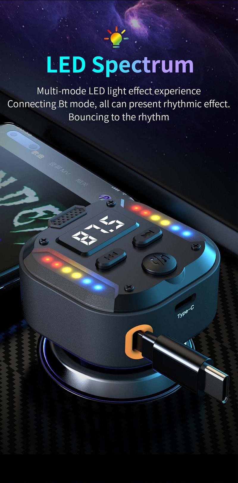 Product Introduction of Car Bluetooth mobile phone charger retractable car conversion super fast charging one to two flash charging storage charging cable 7