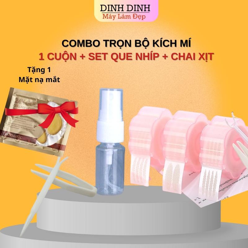 Combo kích mí lưới đầy đủ bao gồm: 1 Cuộn 360 miếng dán mí + 1 set que Y và nhíp + lọ xịt đựng nước ️ Miếng dán & Keo dán kích mí Trang Điểm