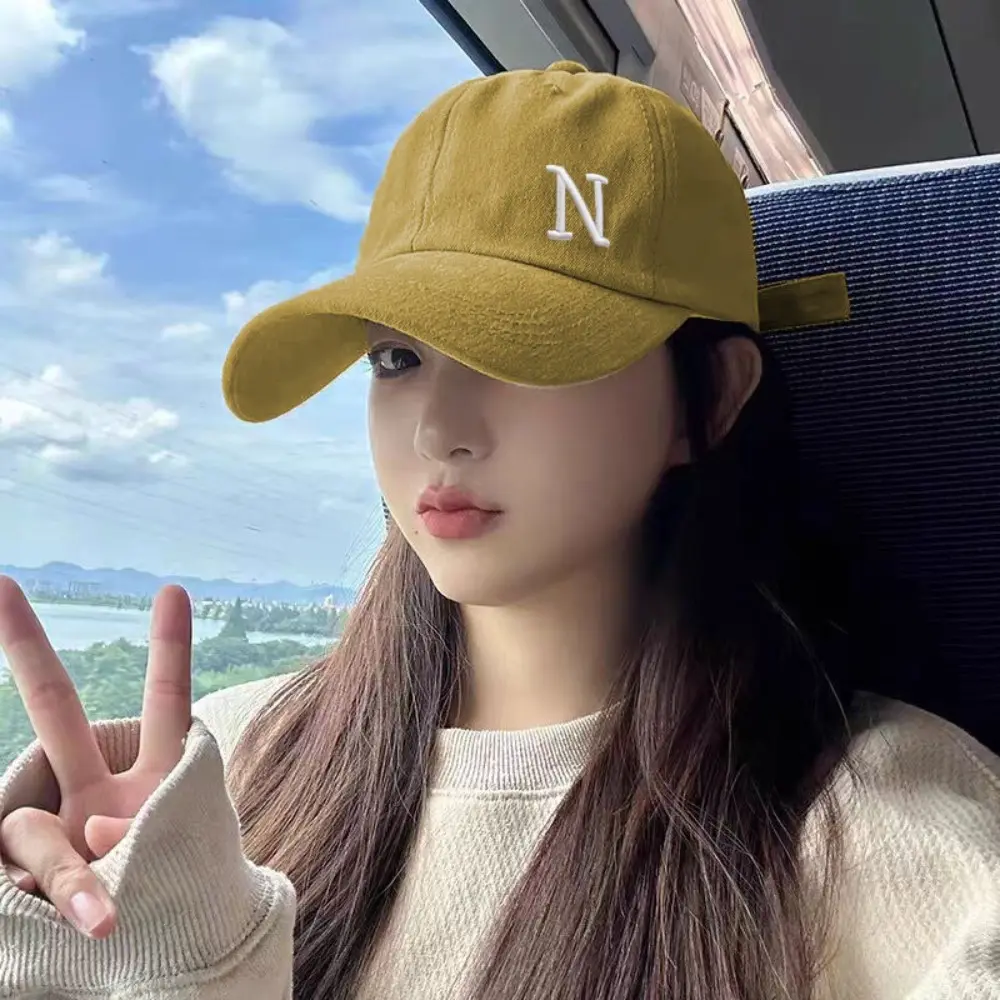 New N Letter Embroidery Baseball Cap Adjustable Soft Cotton Sun Hat Sunscreen Visor Cap Boy Girl