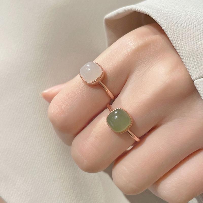 New Chinese Style Jade Ring, Female Niche Design, Fashionable Ring, Open Mouth Bracelet 6