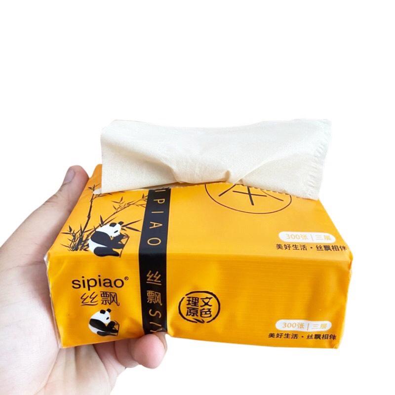 Thùng 30 gói khăn giấy gấu trúc Sipiao không chất tẩy trắng dai mịn 300 tờ gói Giấy Ăn