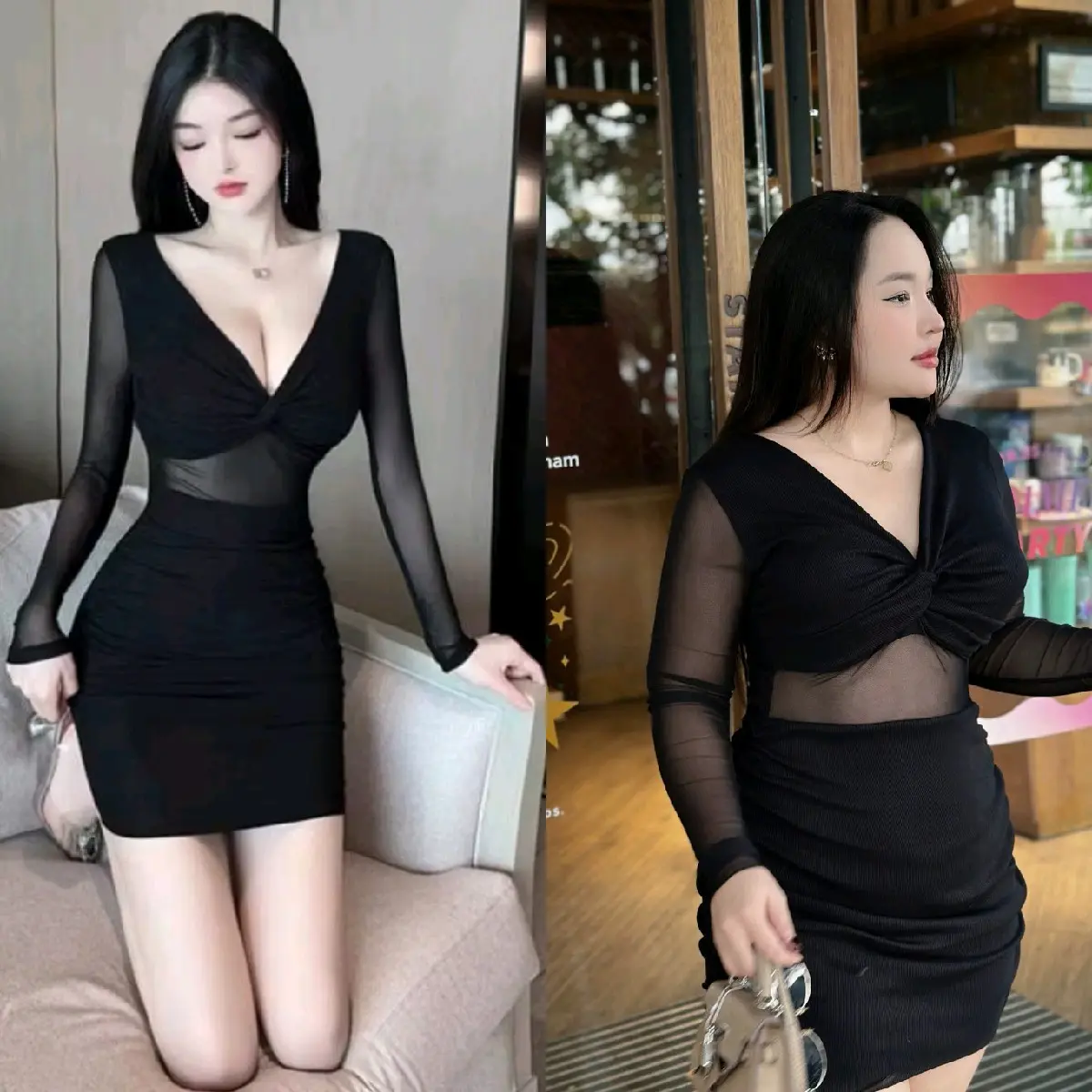 ĐẦM BODY XOẮN NGỰC PHỐI LƯỚI