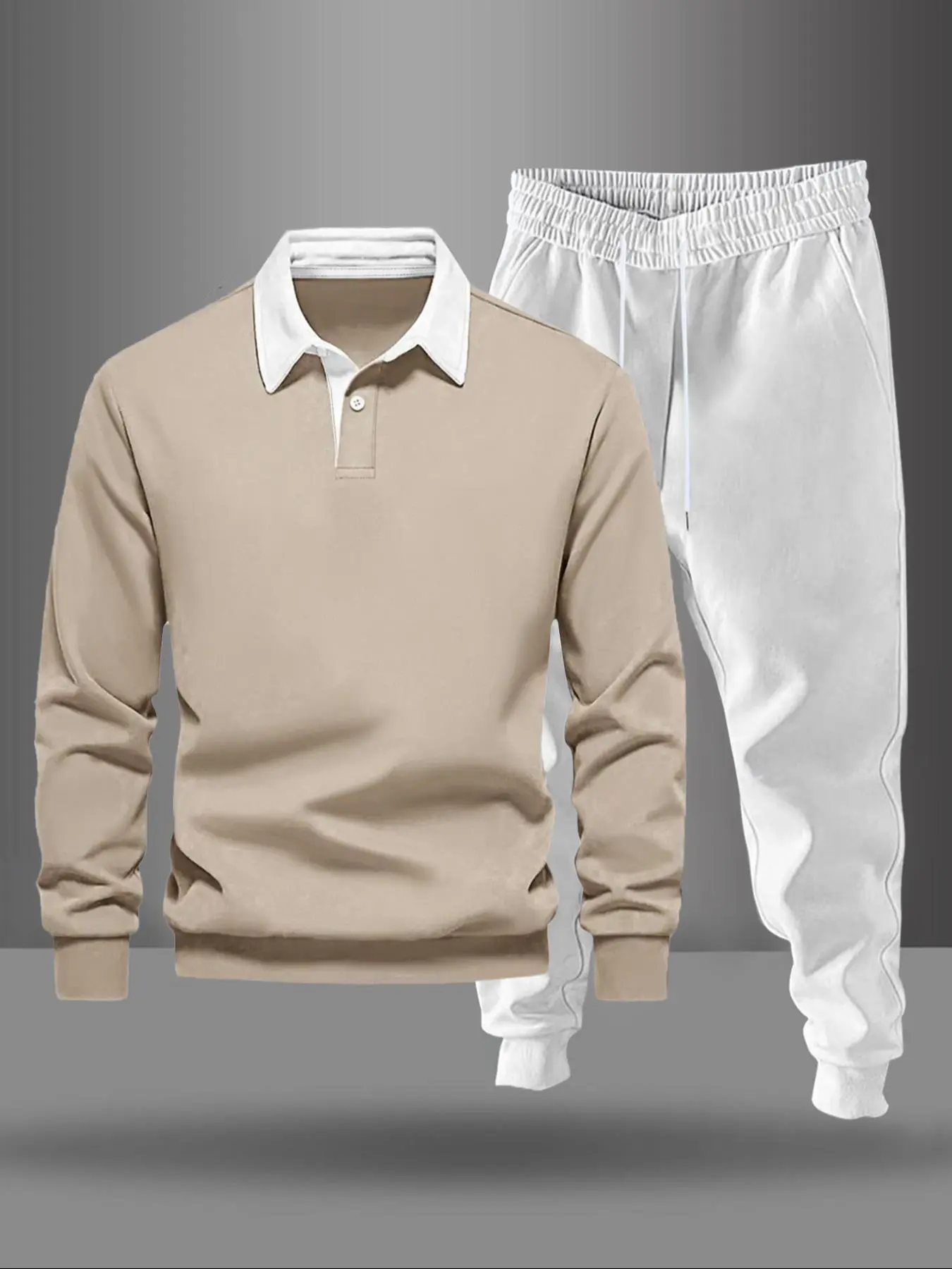 Men's Top & Pants Two-Piece Set, Regular Fit Casual Fashion Cozy Breathable Long Sleeve Top & Trousers for Daily Outdoor Wear, Men's Clothing for Spring & Fall