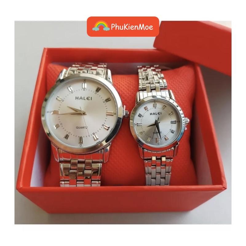 Đồng hồ đôi nam nữ halei đeo tay cặp chính hãng dây kim loại đẹp vàng giá rẻ thời trang Phụ Kiện Watch