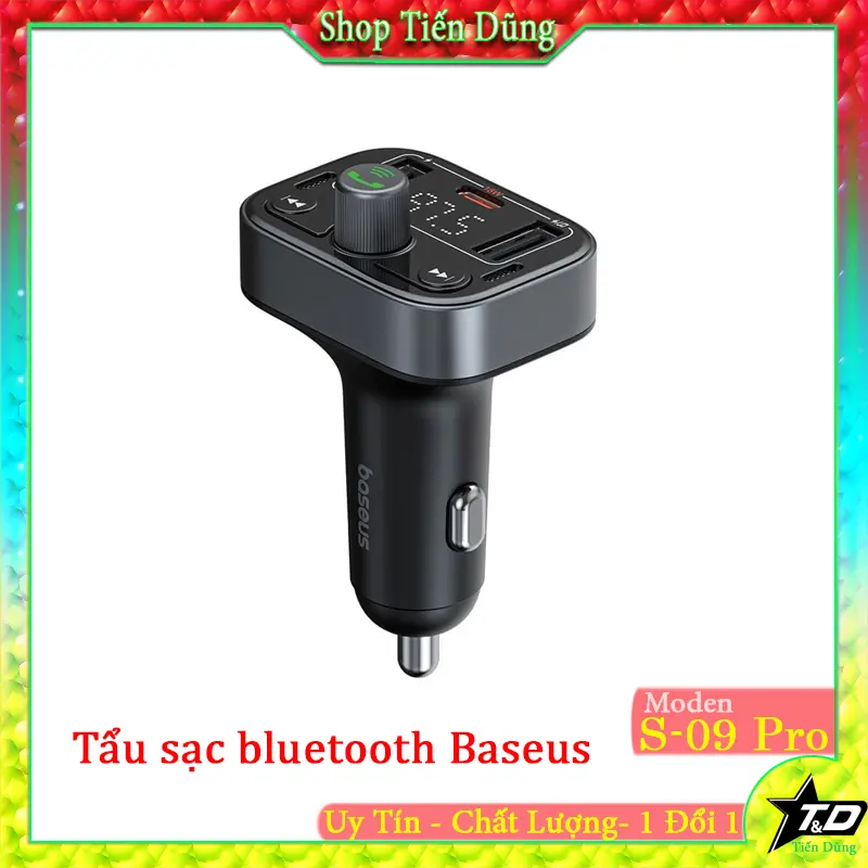 Củ sạc/ tẩu sạc đa năng trên xe hơi BASEUS S09 Pro CAR CHARGER, có BLUETOOTH kết nối không dây. 0