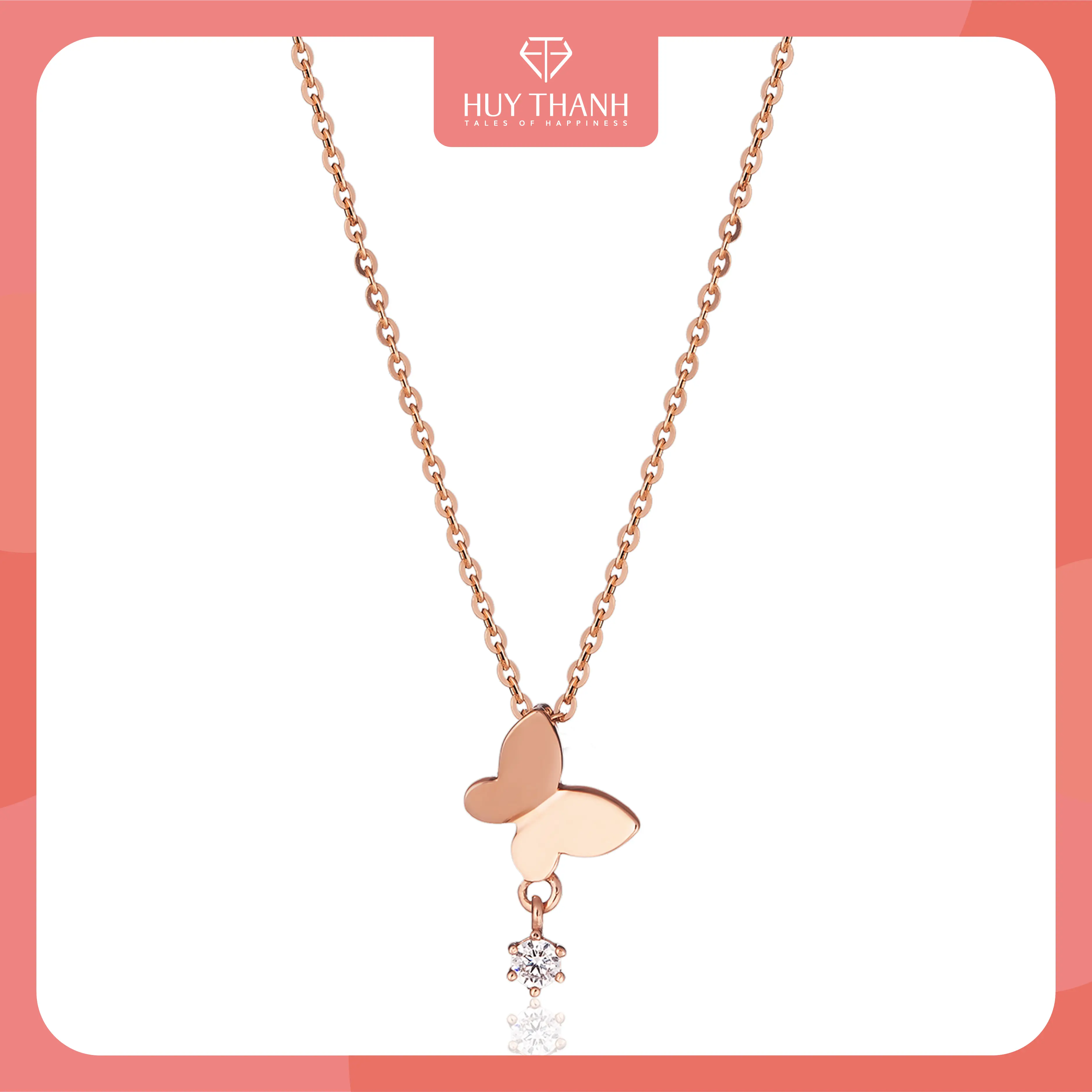 HuyThanhJewelry DCPTB297 Dây chuyền vàng hồng 14k Chốt Bi Rút Thanh Lịch Dành Cho Phái Nữ