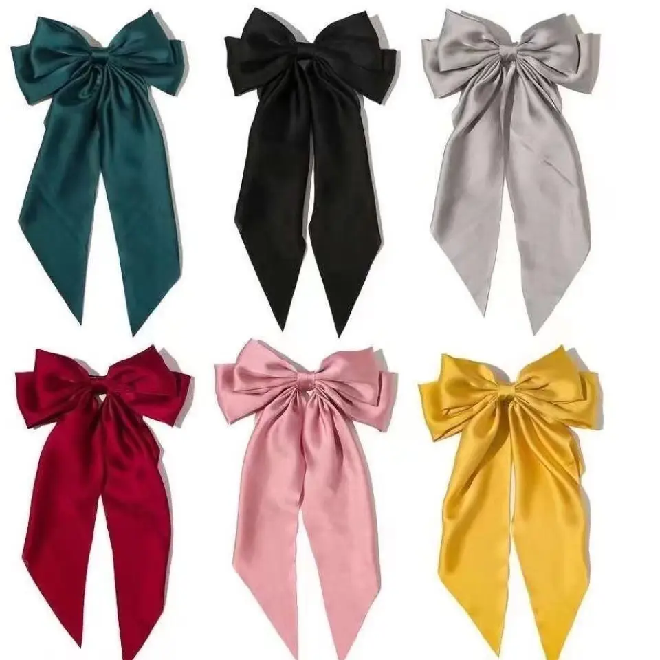 Red Ribbon Large Bow Back of Head Hair Clip Super Fairy Internet Celebrity New Black Spring Hairpin Elegant Hair Accessory for Women