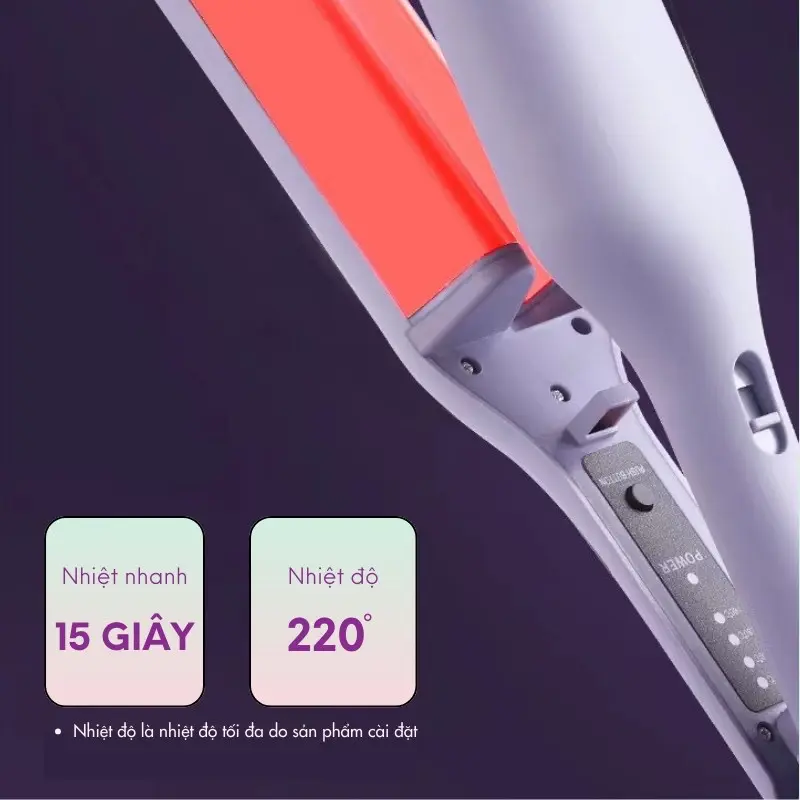 ￼Máy Uốn Tóc Xoăn Hippie 32mm Chất liệu gốm sứ cramic 6