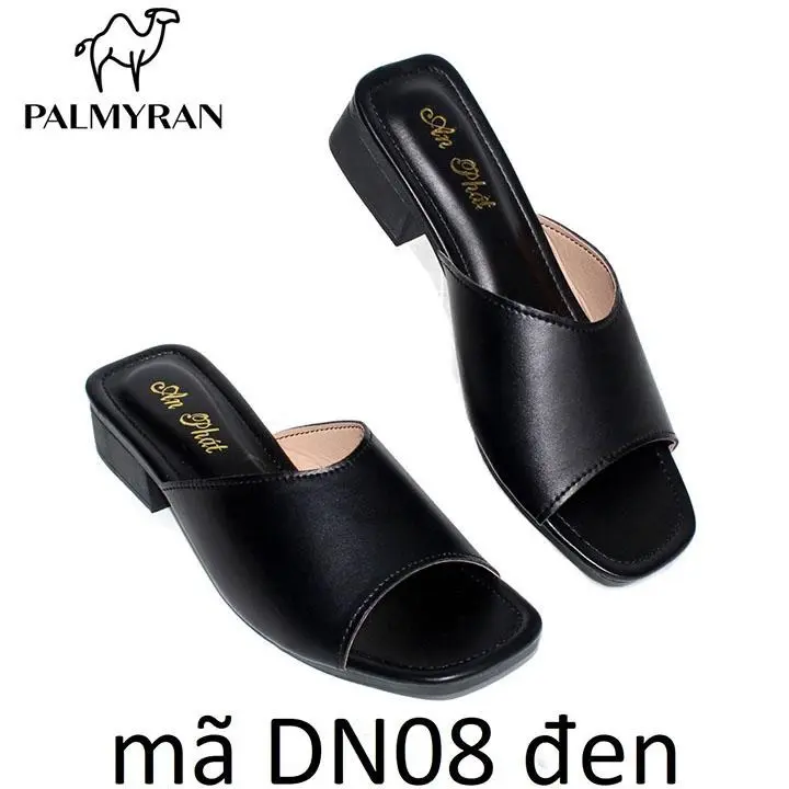 Dép nữ mũi vuông da sịn thật cao gót 3cm mã DN08