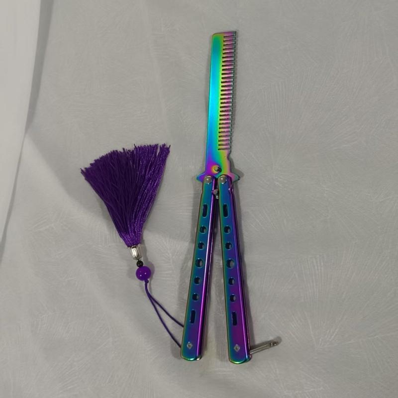 Folding Hair Comb with Tassel, 1 Count No Heat Hair Styling Brush for Women & Girls, Hair Styling Accessories for Home & Travel 3