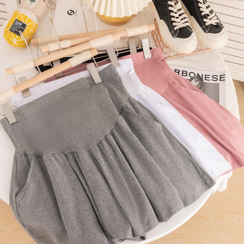 T70100# Maternity Trousers A Line Dress Pleated Design Skirts Korean Style Spring Autumn Outerwear Summer Women Clothing Pregnant Pants 3
