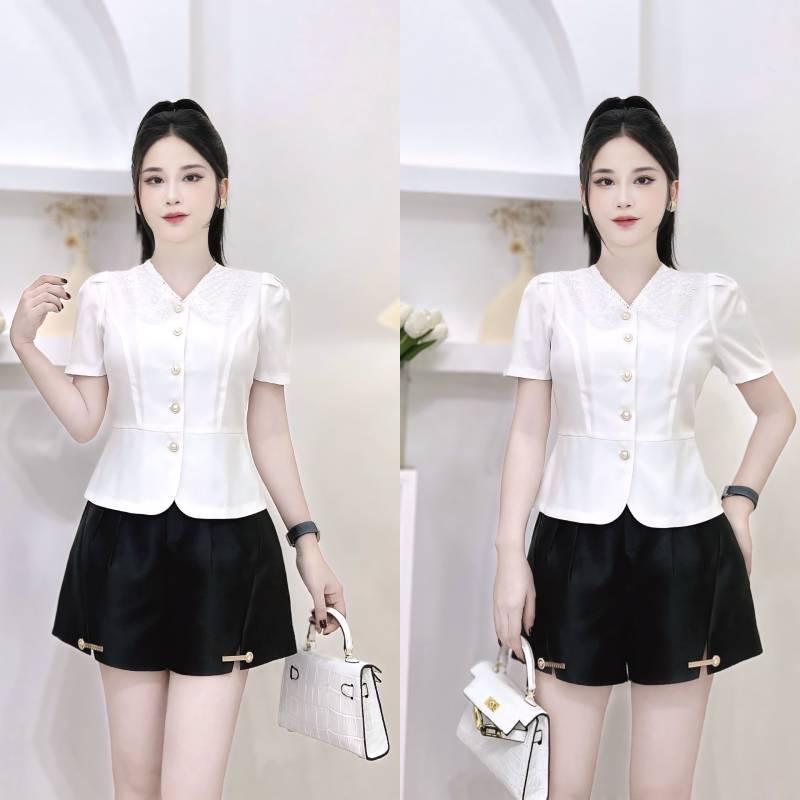 ÁO Peplum Cổ Ren A27 phối cổ Ren tay cộc siêu xinh