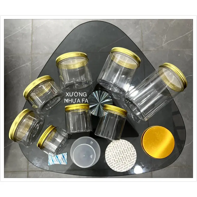( seal Lót ) HỘP PET NẮP NHÔM BẠC / VÀNG / HỒNG - HỦ NHỰA TRONG SUỐT 1kí / nửa kí  500g đựng thực phẩm 2